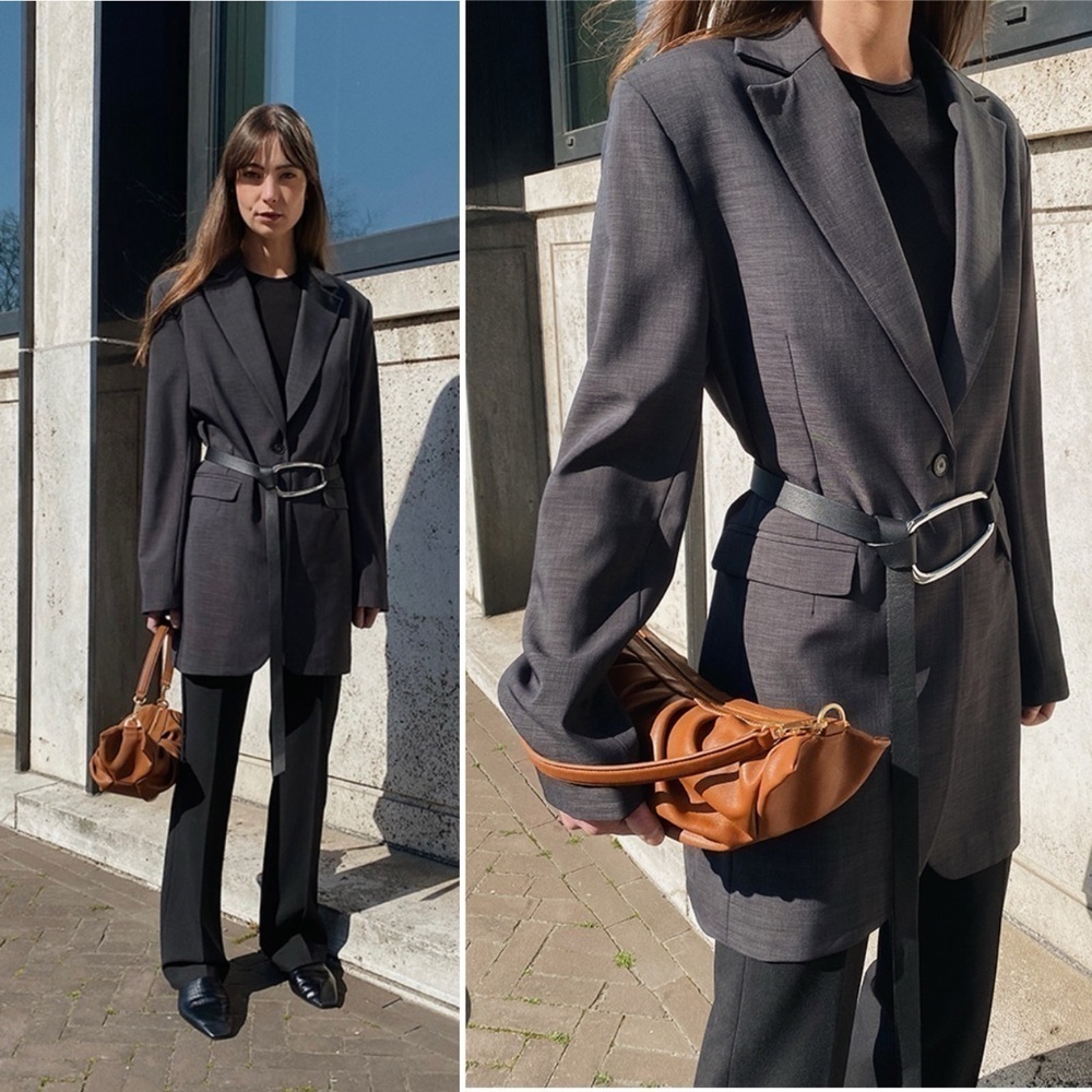 Reike Nen | Brown Leather Croissant Shoulder Bag